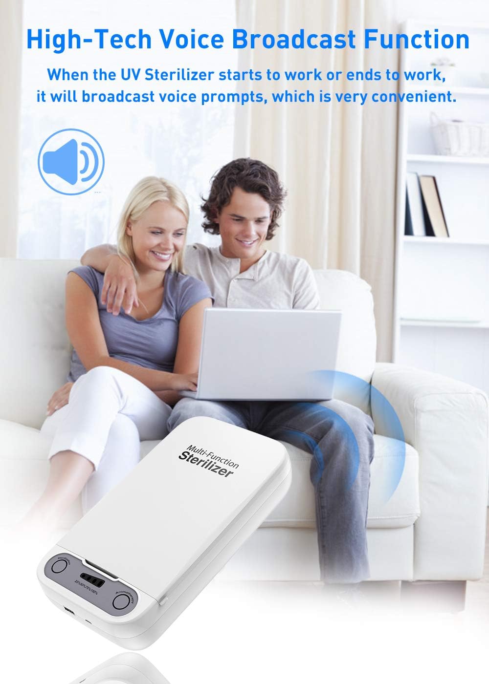 UV Stérilisateur, Smartphone Portable uvc stérilisateur, avec le nettoyant aromathérapie Cellphone fonction, Convient pour iPhone Android Devices Brosse à dents Bijoux Montre