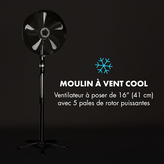 KLARSTEIN Summer Vibe - Ventilateur sur Pied, Jusqu'à 2040m³-h, 16" (41cm), 55W de puissance, 5 pales, Oscillation Horizontale à100