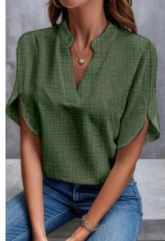 Blouse "Silk-Mist" en Mousseline – Col en V & Coupe Fluide Élégante