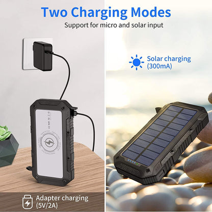 Batterie Externe Solaire 26800mAh,Chargeur Solaire avec 3 Outputs Batterie Externe avec Lampe de Poche Wireless Chargeur Portable pour Camping Outdoor Compatible avec Phone, Android