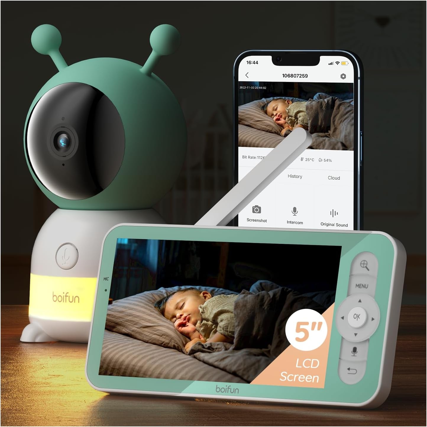 Babyphone Caméra 2K 5" PTZ 355°Camera Bebe,détection des Mouvements, Suivi Automatique neuf