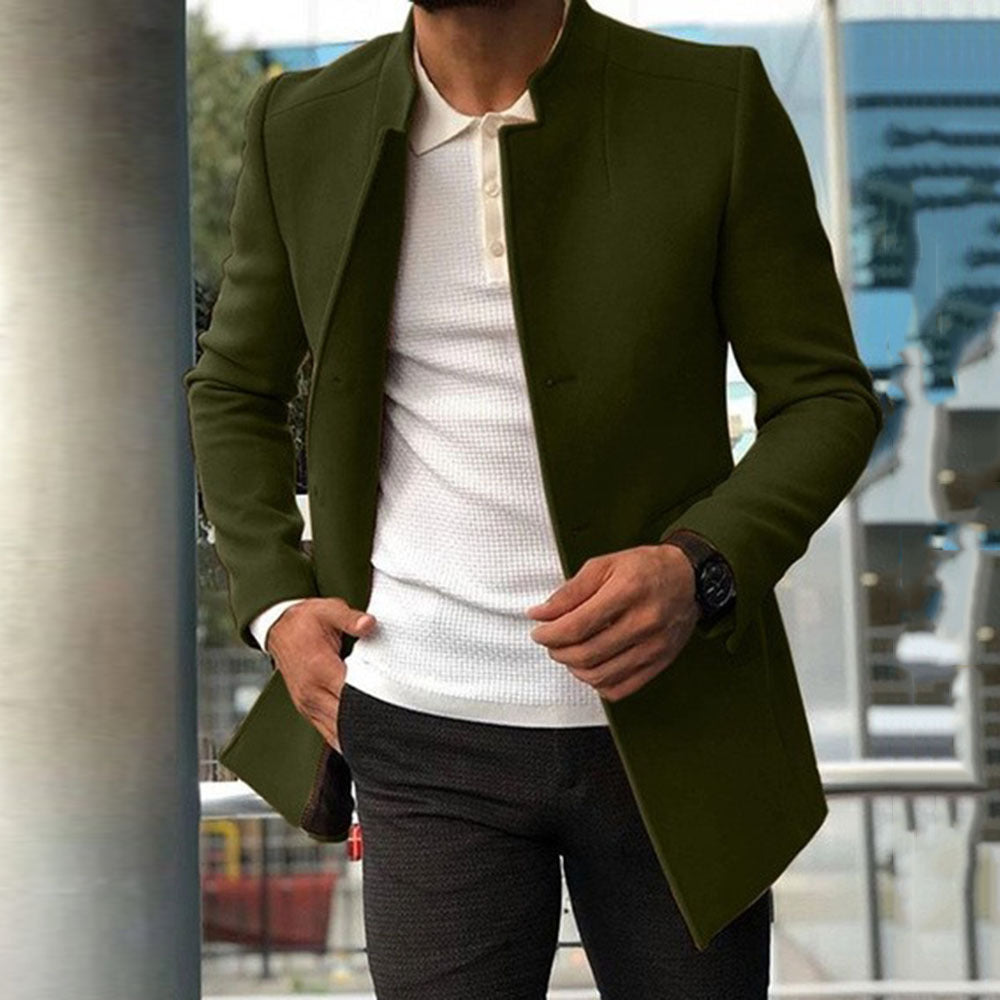 Manteau mince pour hommes à simple boutonnage de couleur unie Vestes d'affaires Automne et hiver