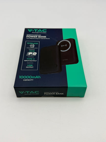 V-TAC Power Bank Magnétique Compatible avec MagSafe - 10 000 mAh - Charge Rapide PD 20 W - Batterie Externe pour Apple iPhone 12/13/14/15/Mini/Pro/Max - Noir