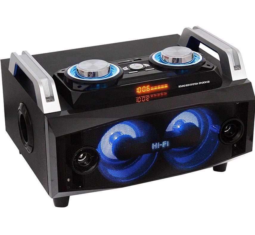 Système de son portable tout-en-1 de 100W avec LEDs sur les haut-parleurs - Bluetooth, USB, SD, FM