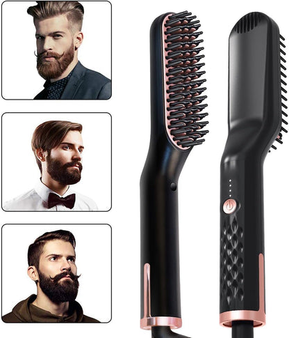 Lisseur à Barbe pour Hommes, Brosse Lissante pour Cheveux, Brosse Lisseur à Barbe Electrique Lisseur Professionnel 3 en 1 pour Hommes et Femmes à la Maison et en Voyage