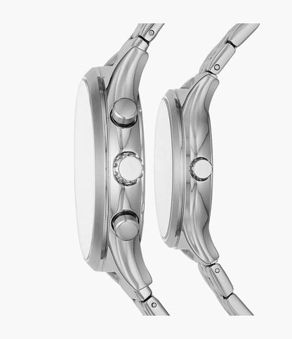 Coffret cadeau montre Fenmore multifonction en acier inoxydable pour Elle et Lui