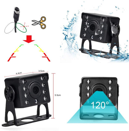CAMECHO Caméra de recul pour Voiture+7" LCD Moniteur Kit 12V - 24V Kit de système de Parking pour caméra de Vision Nocturne étanche pour Bus/remorque/fourgonnette/Camion/Camping-Car