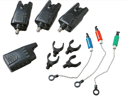 Kit de base Rod Pod et détecteurs de morsure avec tout ce dont vous avez besoin pour vous lancer dans la pêche à la carpe, comprend un pod de canne avec trois barres de canne, Noir