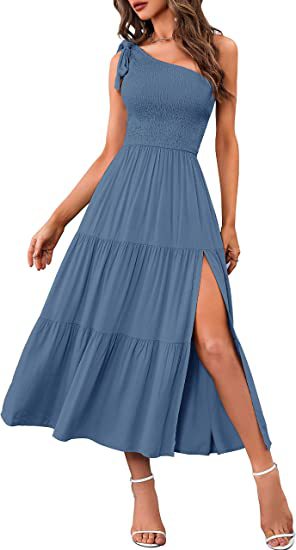 Robe "Ethereal-One" – Coupe Asymétrique à une Épaule, Bustier Smocké & Ourlet Plissé