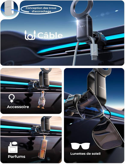 LISEN Support Téléphone Voiture Magsafe, Clip Améliorer 2024 [30 Super Aimants Puissants] [Case Friendly] Support Magnetique Porte Telephone Voiture Aimanté pour Tous Les pour iPhone 15 14 13 Pro Max