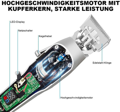 Tondeuse à cheveux professionnelle pour homme, câble USB/sans fil, rechargeable avec écran LED (doré)