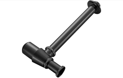 Ibergrif M20505B, Siphon de Lavabo en Métal, Siphon à Tube 1-1/4"x32mm, Tube Siphon de Lavabo en Acier Inoxydable Anti Odeur pour Evier Cuisine, Hauteur Réglable, Givré, Noir