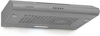 Klarstein Capannina - Hotte de cuisine aspirante, 166m³/h, 80W, 60 cm, 3 vitesses, Eclairage LED, 1 lampe x 1,5W, Panneau de commande tactile, Possibilité de recyclage d'air, Acier inoxydable, Argent [Classe énergétique C] neuf