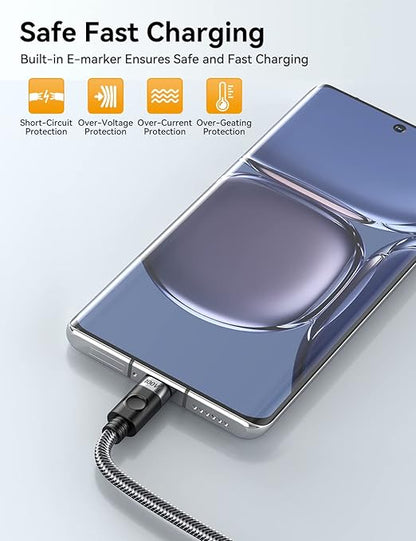 Câble USB C vers USB C 100 W, charge 20 V/5 A PD Type C - 0,6 m certifié, neuf