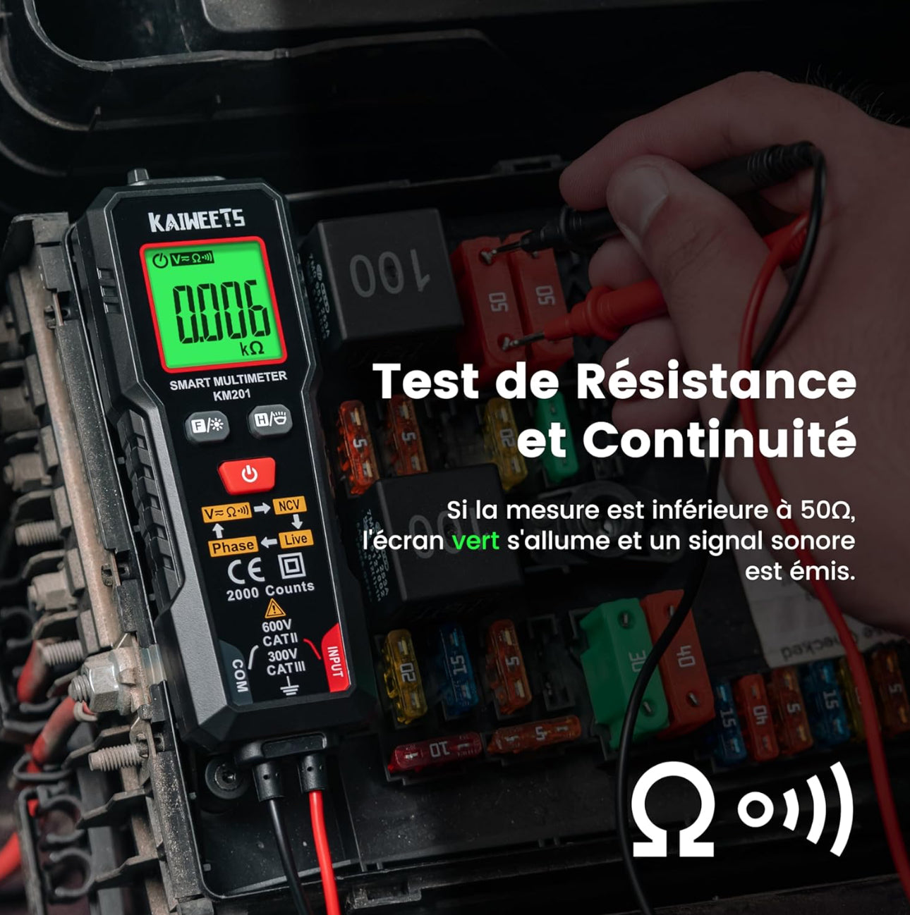 Multimètre Numérique, Multimètre Auto, Mesure Intelligente, Multimètre Professionnel, Testeur Electrique, Voltmetre, Mesure de Tension CA/CC, Résistance, Continuité et Séquence de Phase