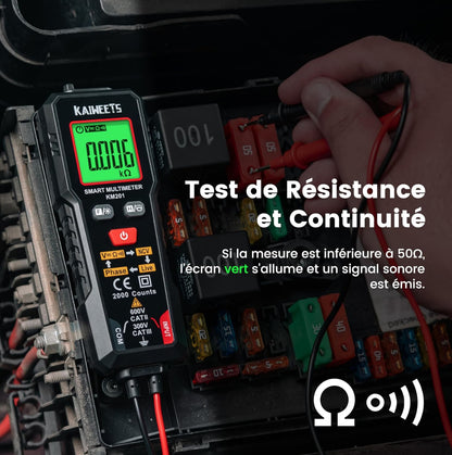 Multimètre Numérique, Multimètre Auto, Mesure Intelligente, Multimètre Professionnel, Testeur Electrique, Voltmetre, Mesure de Tension CA/CC, Résistance, Continuité et Séquence de Phase