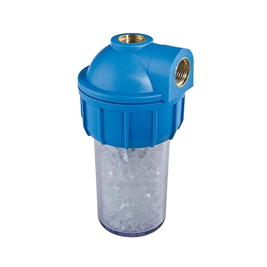 Filtre anticalcaire pour radiateurs. Comprend : boîtier de filtre et chargement de pierres polyphosp
