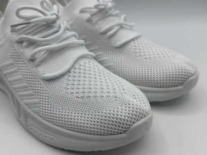 Semelles intérieures en dentelle pour homme - Maille souple - Couleur tendance - Chaussures de sport décontractées respirantes et solides - Pour la course à pied, blanc, 40