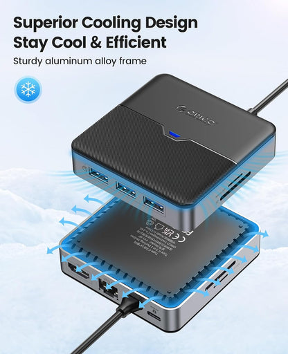 Hub USB C 9 en 1 Station d'accueil avec 1080P VGA & 4K HDMI, PD 100W, Ethernet 1000M, SD/TF, 3 Ports 5Gbps USB A 3.0, Type C Multi Docking Station pour MacBook Air Pro M2 M1 iPad Surface Dell Hp