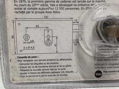Yale Serrure en applique horizontale à fouillot Gauche - YAH36G - Kaki, 2 Clés fournies, Axe à 55 mm, Carré de 6 mm, Version Gauche - pour Porte intérieure de communication