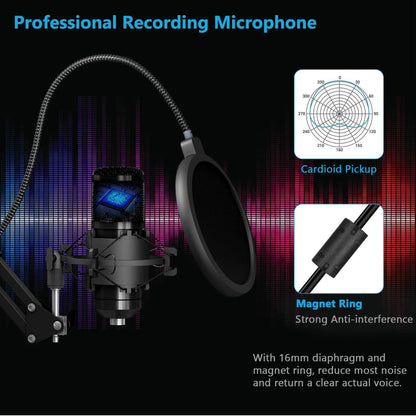 Microphone Kit Professionnel USB - Condensateur avec Filtre Anti-Pop PC neuf