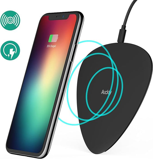 Chargeur sans fil rapide, Auckly 10W Qi Pad chargeur sans fil avec Tapis Anti-dérapant ultra rapide