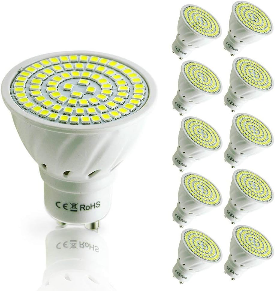 Pocketman 10X GU10 5W Ampoules LED Lampe Bulb 80 LED 3528 SMD LED Spot Ampoule Lampe 450LM Super Lumineux, Blanc Chaud (3000K),AC 220V,120 °Angle de Faisceau