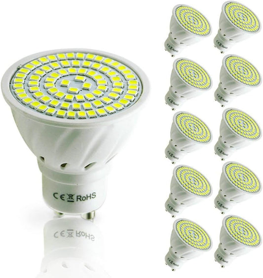 Pocketman 10X GU10 5W Ampoules LED Lampe Bulb 80 LED 3528 SMD LED Spot Ampoule Lampe 450LM Super Lumineux, Blanc Chaud (3000K),AC 220V,120 °Angle de Faisceau