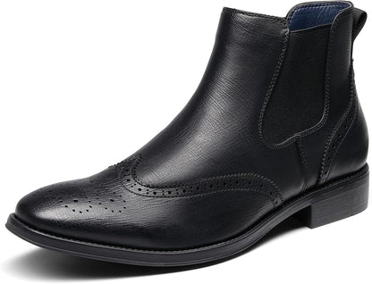 Bruno Marc Men Chelsea Boots Brogue en cuir Bottes de cheville Bottes Slip Boots