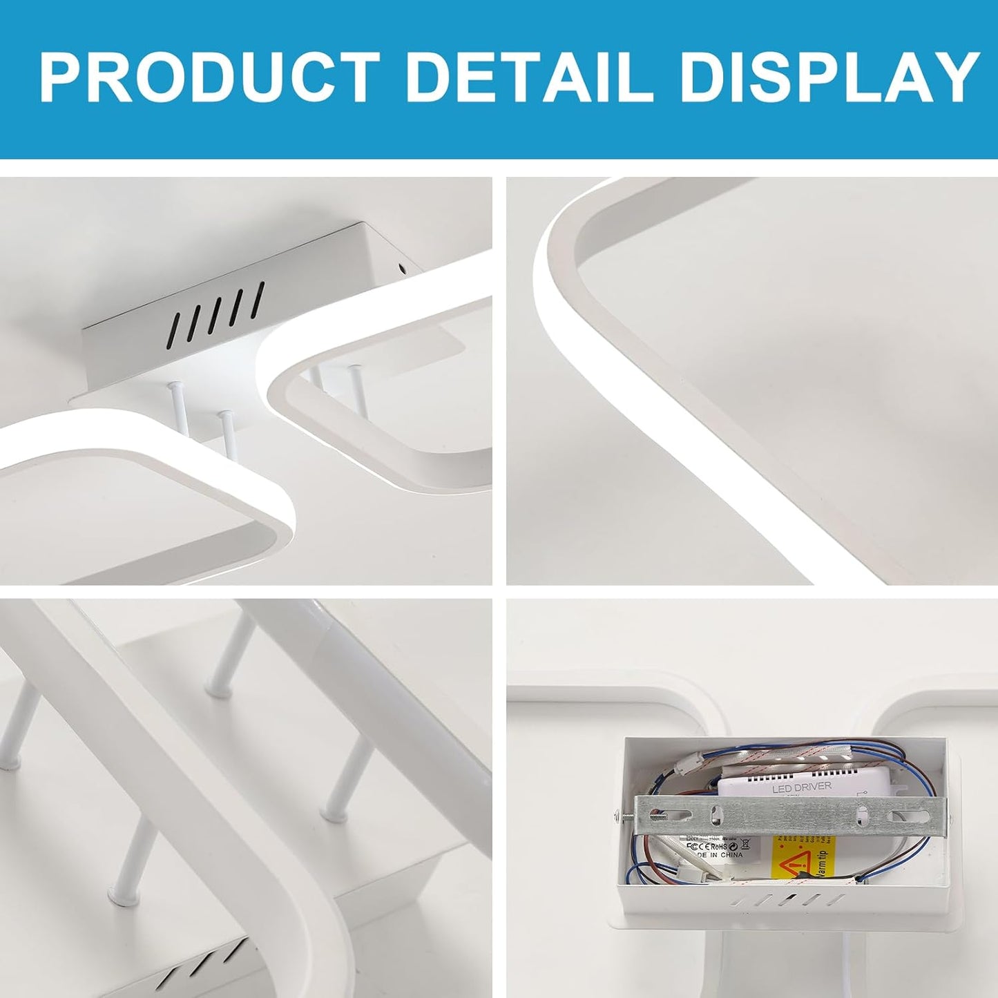 Plafonnier LED 50CM, Luminaire Plafonnier Chambre Moderne, Lampe Plafond 32W 2350LM pour Couloir Cuisine Salon, Éclairage Intérieur Blanc Froid 6500K [Classe énergétique G]