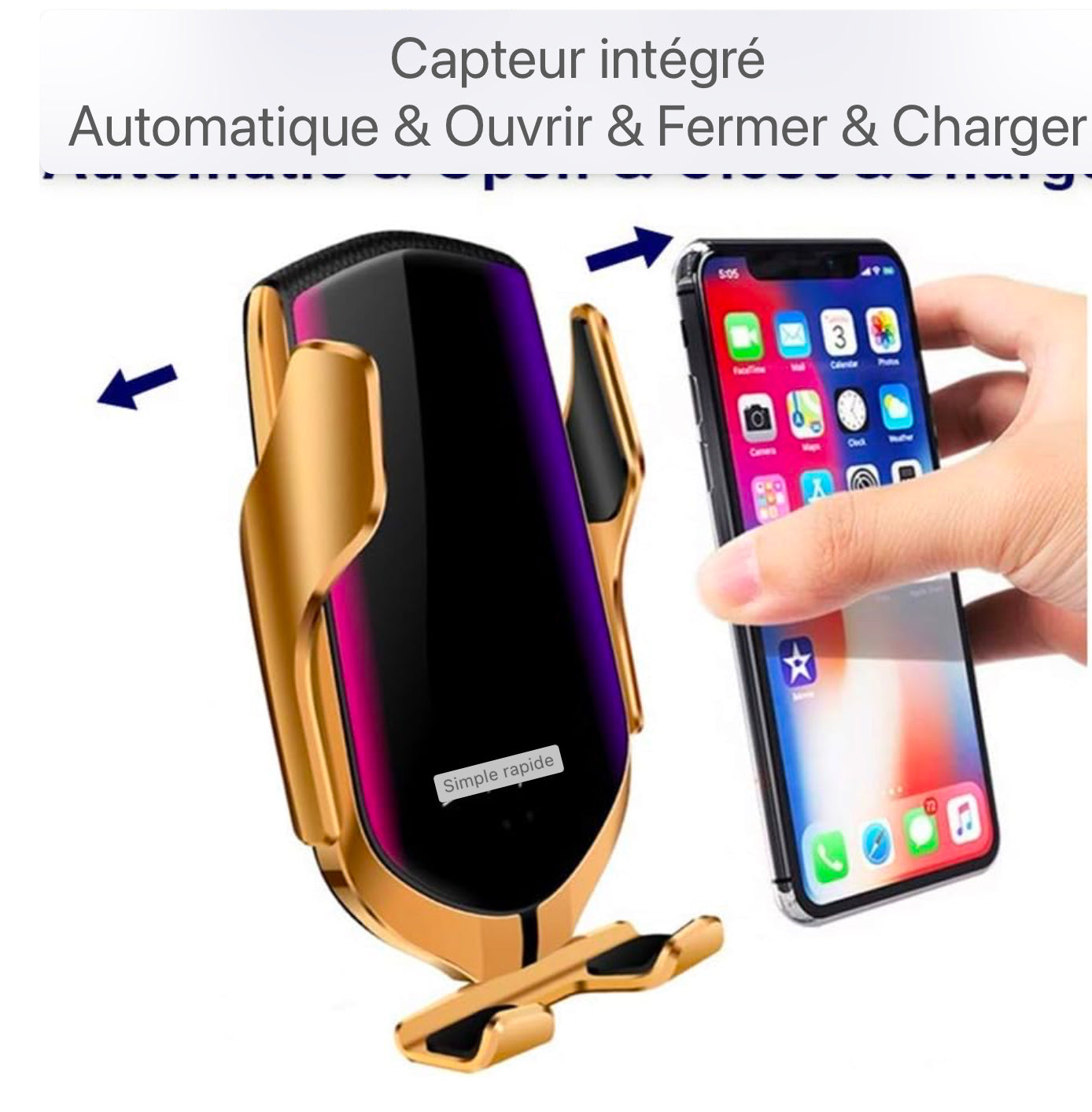 Chargeur de voiture sans fil, support de téléphone portable automatique Ventilation Station de charge inductive pour voiture 7,5W/10W pour iPhone 12/12 Pro/11 Pro/11/X/XS Max/XR,Galaxy S9/S10/S20/Note 10 et tous les téléphones compatibles QI