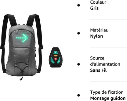 Sac À Dos Réfléchissant Léger USB Rechargeable Indicateur de Direction du Signal Lumineux sans Fil neuf