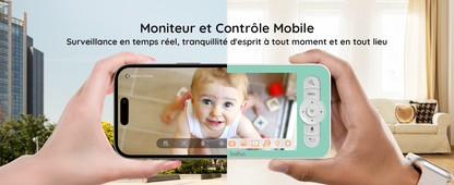 Babyphone Caméra 2K 5" PTZ 355°Camera Bebe,détection des Mouvements, Suivi Automatique neuf