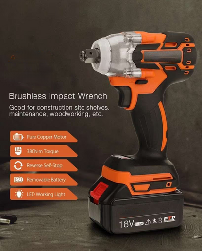Clé à chocs sans fil brushless 18V, Chargeur, 1 batterie 3.0Ah (Compatible batterie 18V LXT Makita neuve