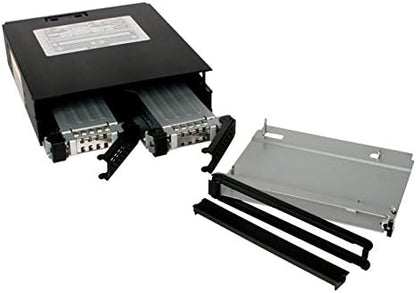 ICY DOCK Backplane Cage, Rack Mobile, boîtier de Rack Robuste métallique Hot Swap pour 2 x SSD Or HDD 2.5" SATA/SAS & Plateau Slim Odd/Graveur DVD pour Baie de 5.25" - Tough Armor MB994IPO-3SB
