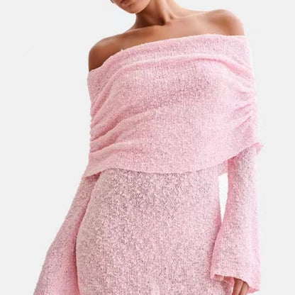 Robe "Saphir" en Maille Ajourée – Style Crochet & Coupe Évasée