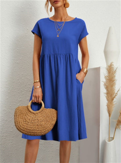 Robe "Everyday-Pocket" – Coupe A-Line, Col Rond & Confort Absolu