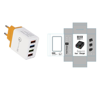 Chargeur USB Charge rapide 3.0 4 Adaptateur de téléphone pour tablette Chargeur mobile mural portable
