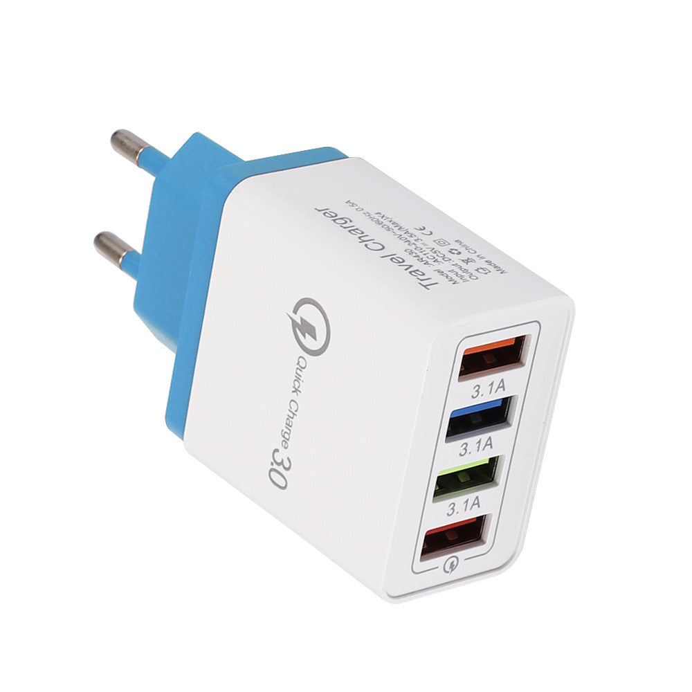 Chargeur USB Charge rapide 3.0 4 Adaptateur de téléphone pour tablette Chargeur mobile mural portable