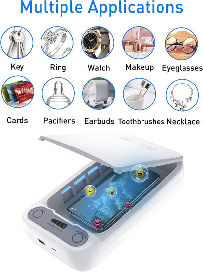 UV Stérilisateur, Smartphone Portable uvc stérilisateur, avec le nettoyant aromathérapie Cellphone fonction, Convient pour iPhone Android Devices Brosse à dents Bijoux Montre