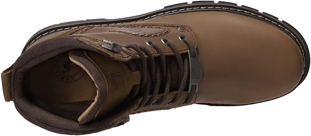 CAMEL CROWN Bottes à lacets Bottes de combat pour hommes Bottes de travail Bottes pour hommes Chaussures de travail en cuir Bottes de travail classiques à tige courte pour extérieur Bottes de loisirs antidérapantes