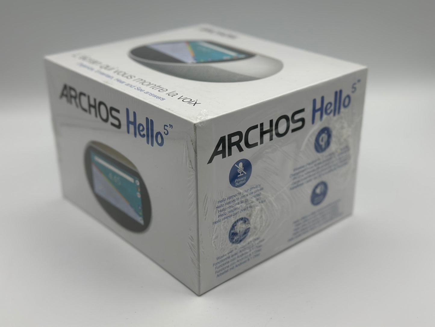 Assistant vocal - Hello 5 - Gris et Bois - Bluetooth - WiFi - USB - Ecran tactile 5" - 16 Go