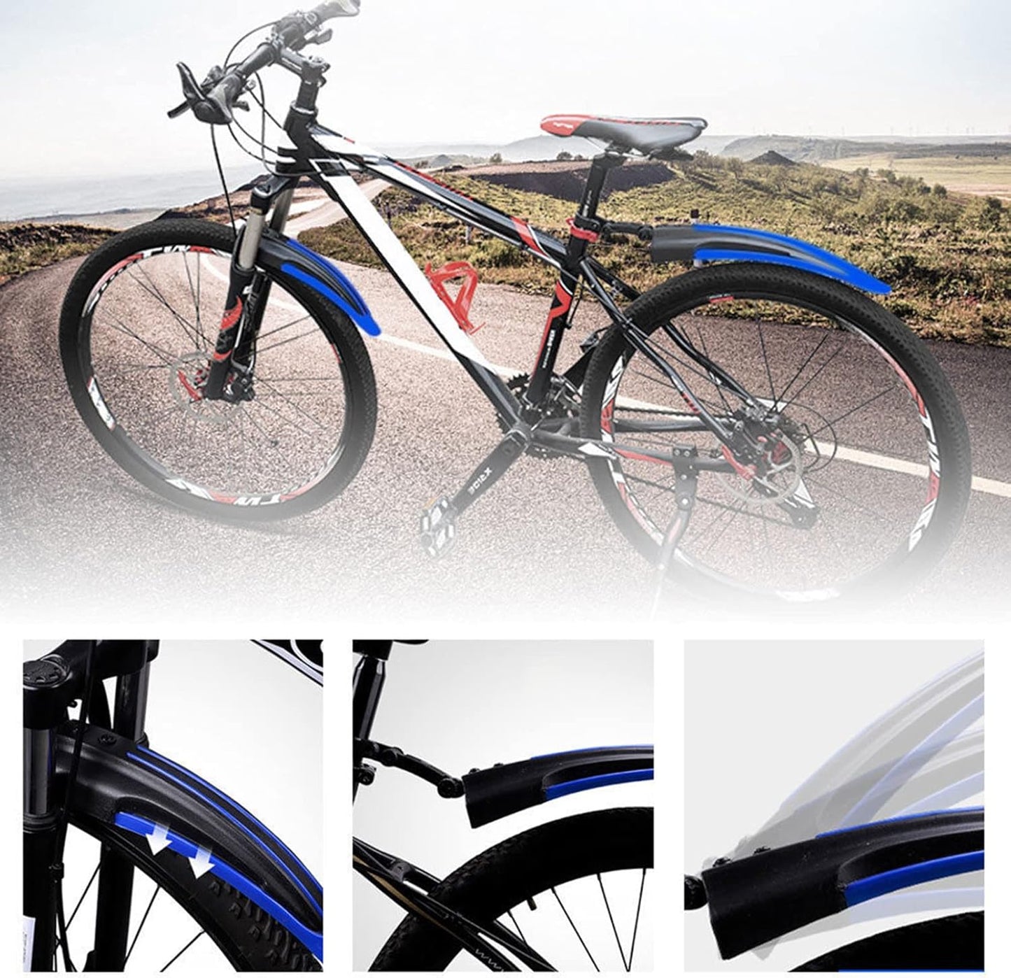 Garde-Boue de Vélo,Fit pour VTT 20/22/24/26,Rétractable pour Vélo de Montagne Garde-Boue Avant Et Arrière Garde-Boue Réglable Portable