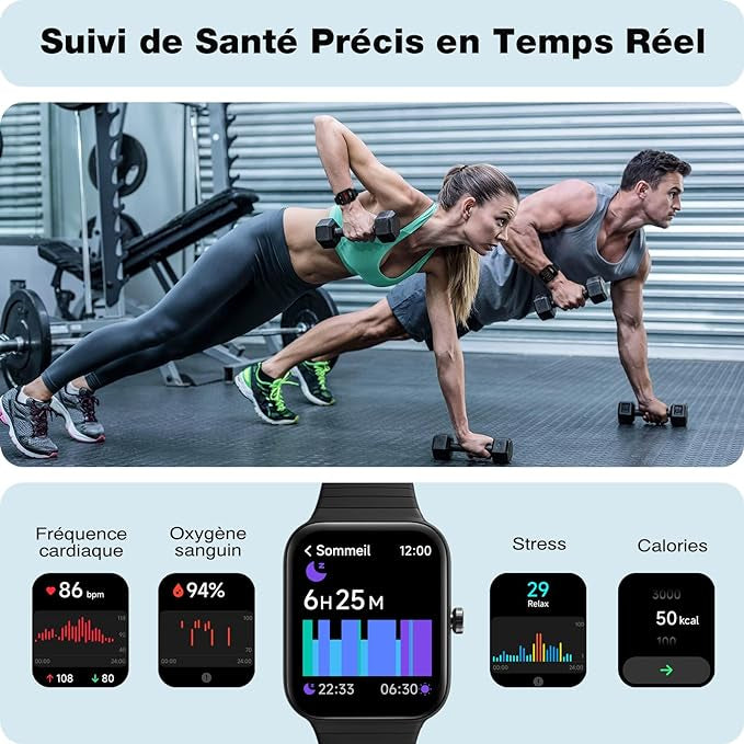 Montre Connectée Homme Femme avec Alexa Intégrée & Appel Bluetooth pour Android iOS neuve