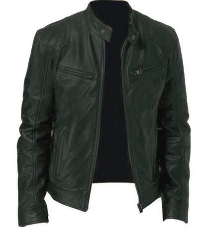 Veste "Urban Rider" en Cuir PU – Col Montant & Coupe Ajustée
