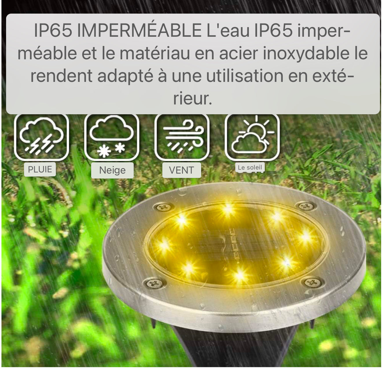 Lampadaires solaires, 8 LEDs Lampadaires solaires Lampes de jardin solaires d'extérieur Lampes solaires blanches chaudes IP65 Projecteurs de sol étanches Lumière de paysage de jardin pour pelouse [6 pièces]