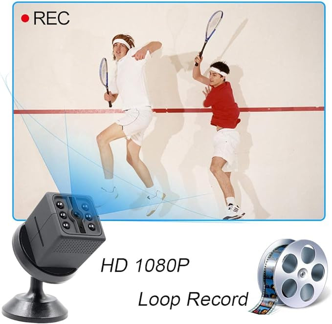 Mini Caméra 1080P Portable Caméra de Surveillance avec Vision Nocturne et Détection de Mouvement