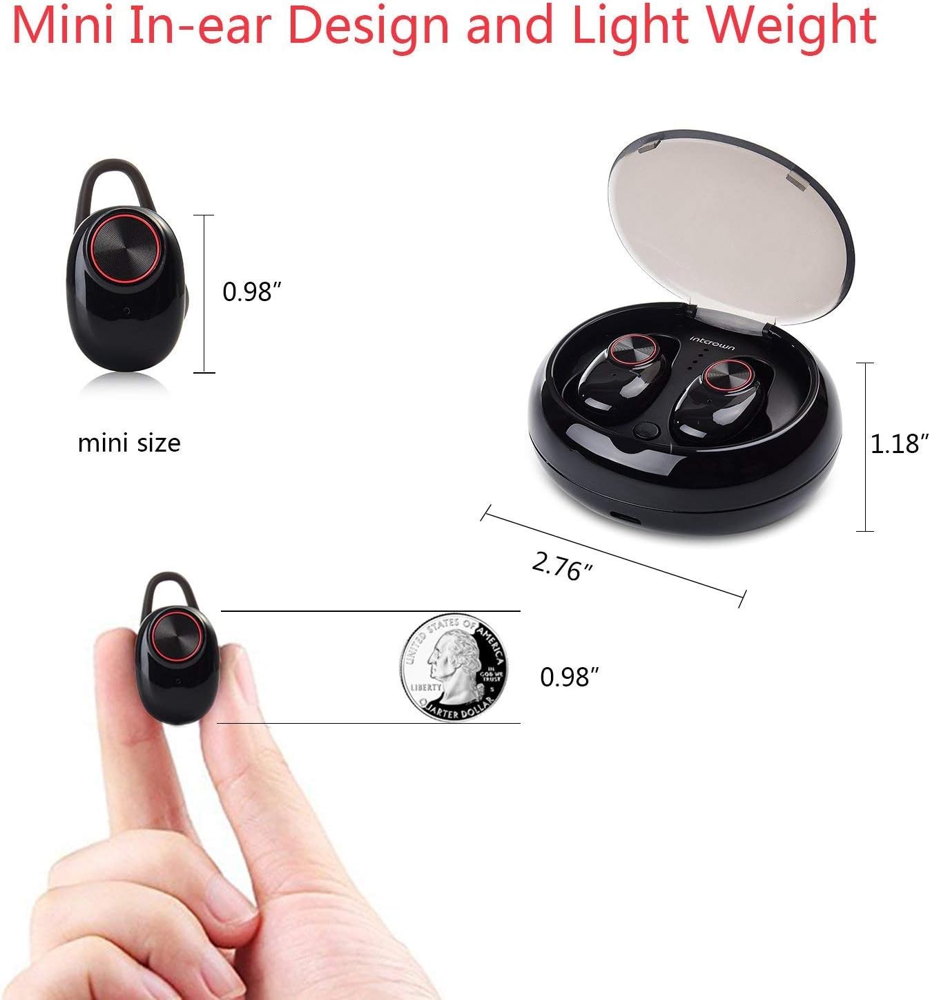 Jokeret True Écouteurs sans fil TWS 5.0 casque Bluetooth avec chargement portable portables Mini Casque avec microphone Noir