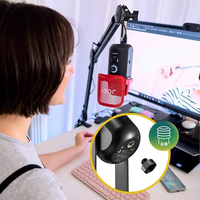 Micro à Condensateur avec Connexion USB, Microphone pour Stream, Podcast, Interview, Contrôles Mute et Gain sur Le Micro USB, Retour Possible Via Écouteurs, Compatible avec Mac et PC