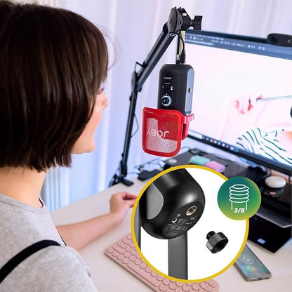 Micro à Condensateur avec Connexion USB, Microphone pour Stream, Podcast, Interview, Contrôles Mute et Gain sur Le Micro USB, Retour Possible Via Écouteurs, Compatible avec Mac et PC